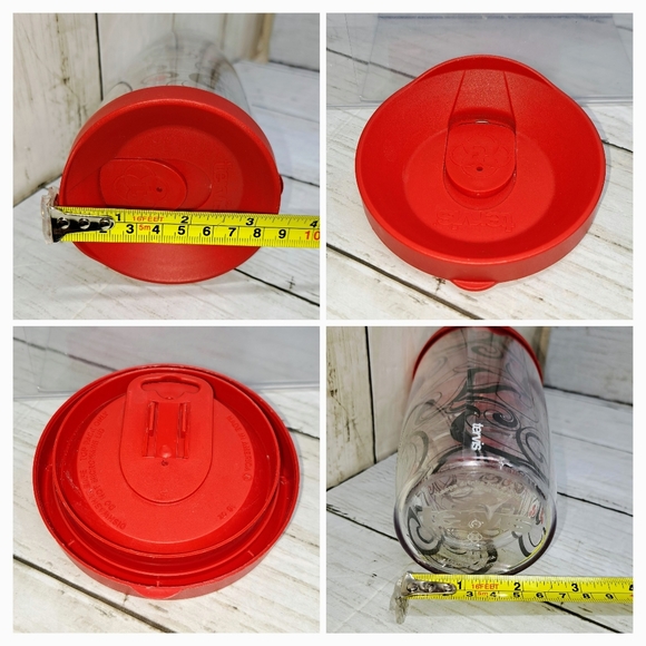 Tervis Tumbler 16oz Red Lid Clear Plastic Black Swirl Pattern Travel Drinkware - Picture 6 of 8